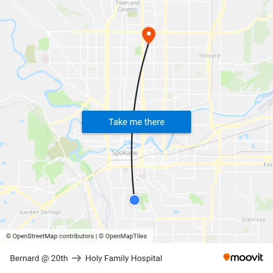 Bernard @ 20th to Holy Family Hospital map