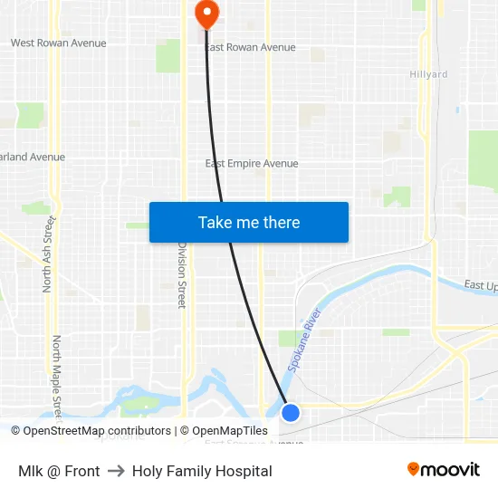 Mlk @ Front to Holy Family Hospital map
