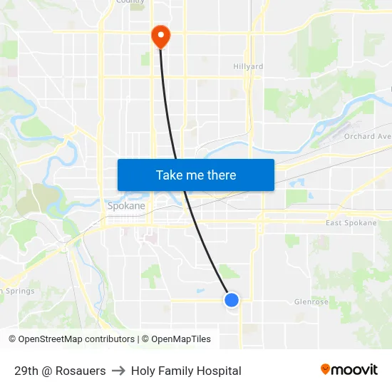 29th @ Rosauers to Holy Family Hospital map
