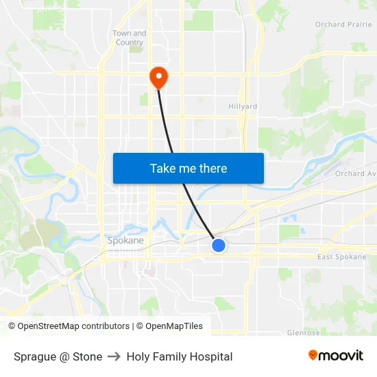 Sprague @ Stone to Holy Family Hospital map