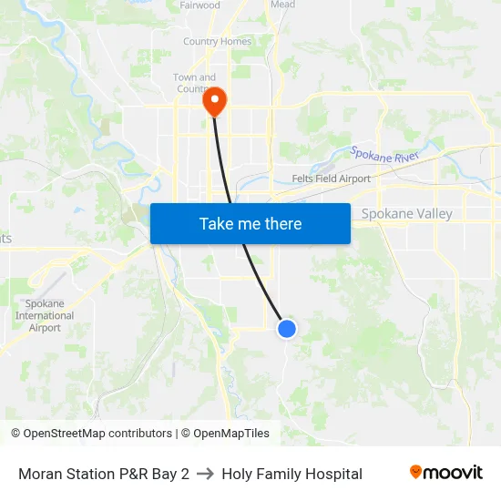 Moran Station P&R Bay 2 to Holy Family Hospital map