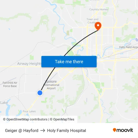 Geiger @ Hayford to Holy Family Hospital map