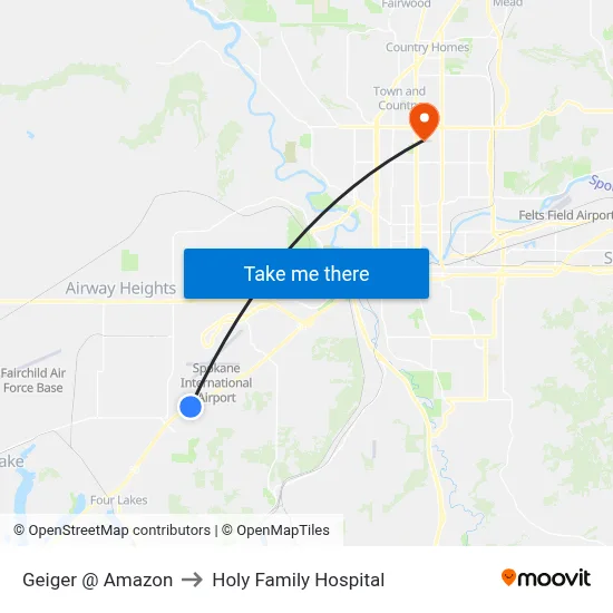 Geiger @ Amazon to Holy Family Hospital map
