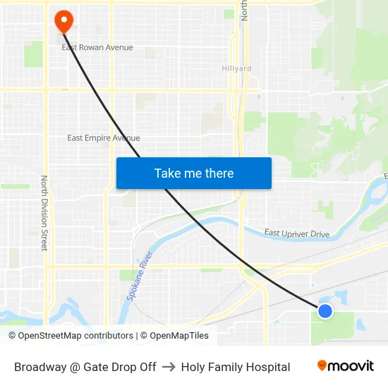 Broadway @ Gate Drop Off to Holy Family Hospital map