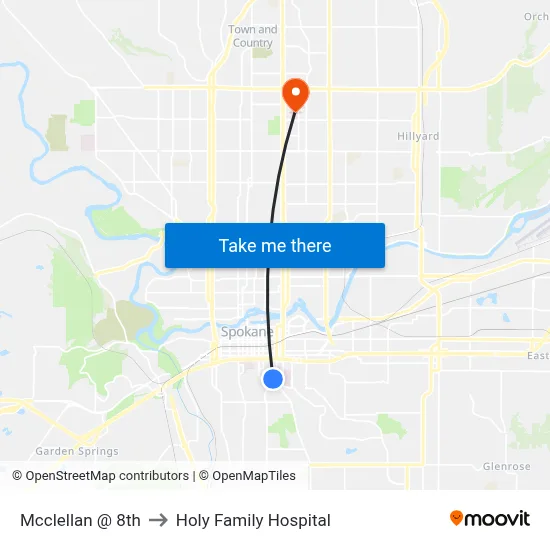 Mcclellan @ 8th to Holy Family Hospital map