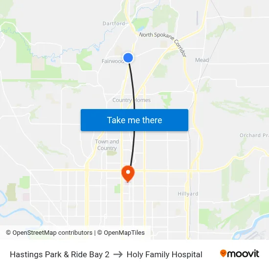 Hastings Park & Ride Bay 2 to Holy Family Hospital map