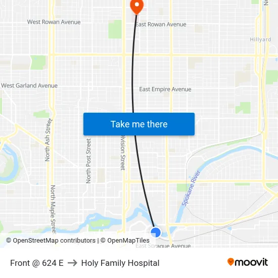 Front @ 624 E to Holy Family Hospital map