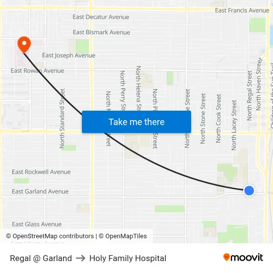 Regal @ Garland to Holy Family Hospital map