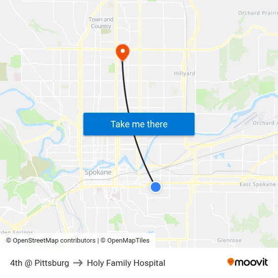 4th @ Pittsburg to Holy Family Hospital map