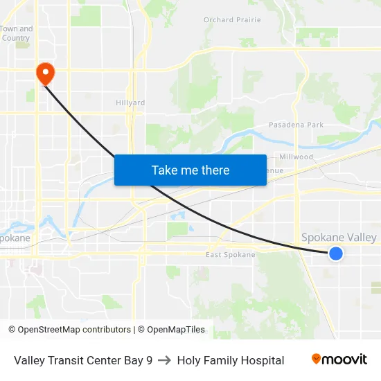 Valley Transit Center Bay 9 to Holy Family Hospital map