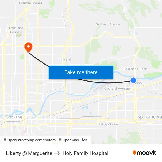 Liberty @ Marguerite to Holy Family Hospital map