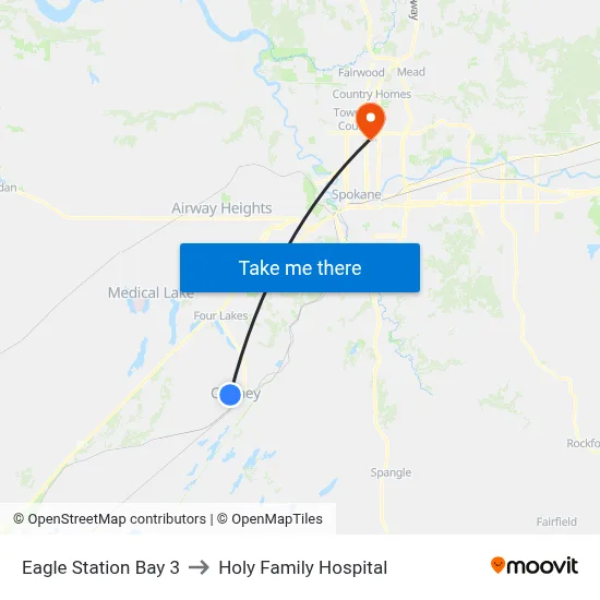 Eagle Station Bay 3 to Holy Family Hospital map