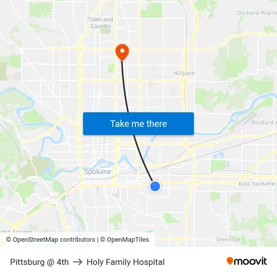 Pittsburg @ 4th to Holy Family Hospital map