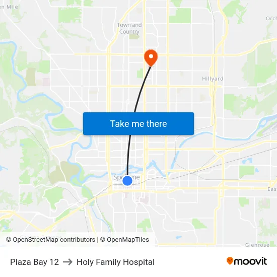 Plaza Bay 12 to Holy Family Hospital map