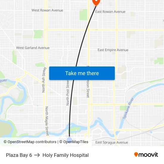 Plaza Bay 6 to Holy Family Hospital map