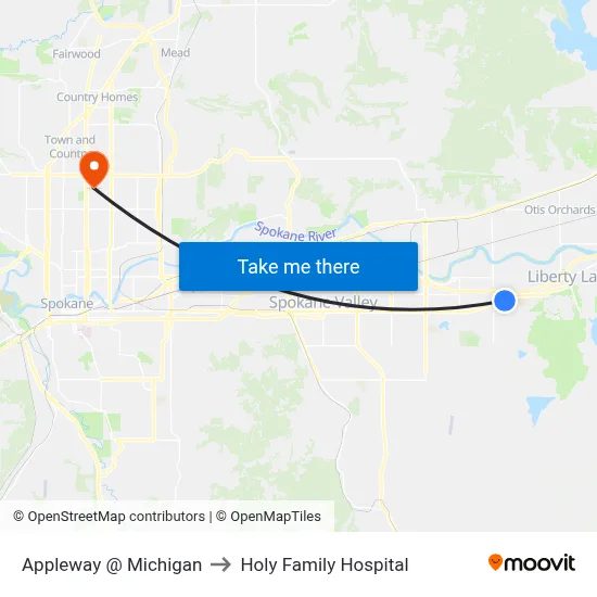 Appleway @ Michigan to Holy Family Hospital map