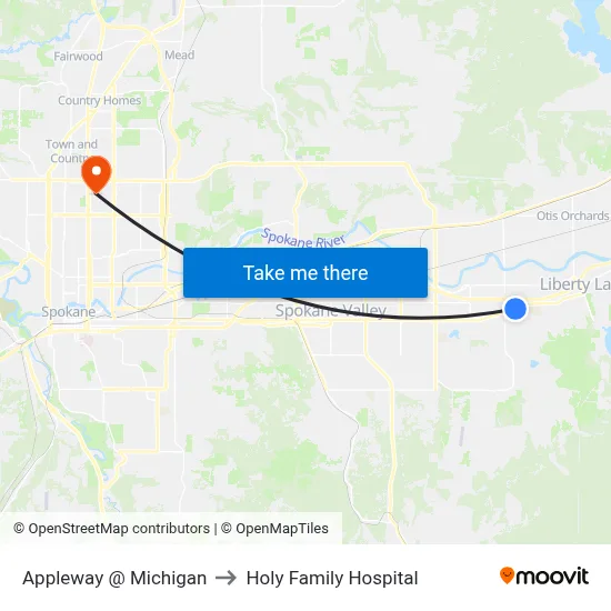 Appleway @ Michigan to Holy Family Hospital map