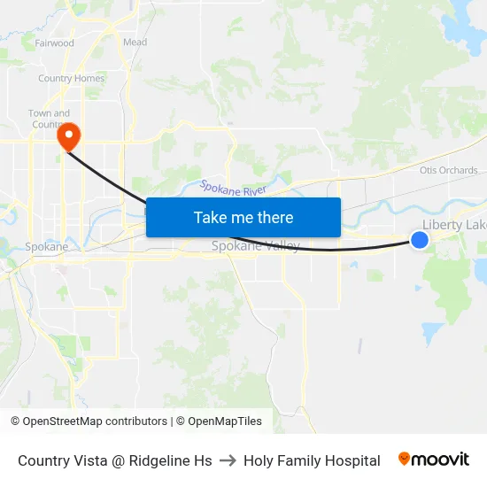 Country Vista @ Ridgeline Hs to Holy Family Hospital map