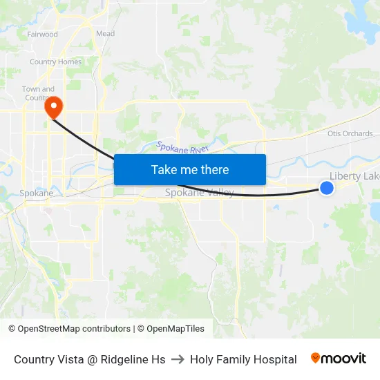 Country Vista @ Ridgeline Hs to Holy Family Hospital map
