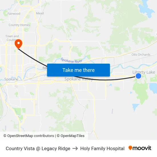 Country Vista @ Legacy Ridge to Holy Family Hospital map