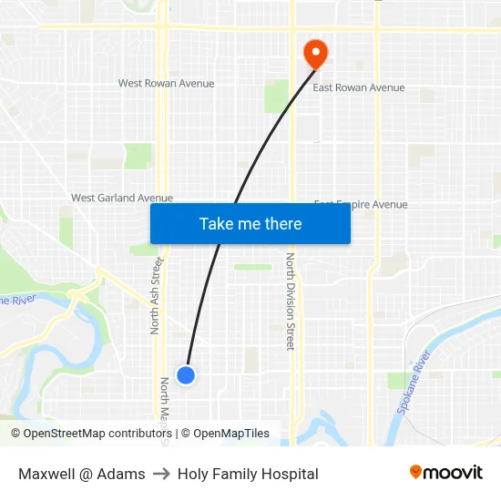 Maxwell @ Adams to Holy Family Hospital map