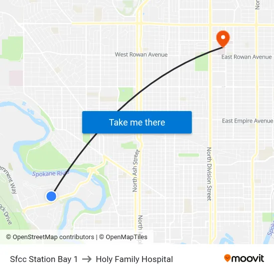 Sfcc Station Bay 1 to Holy Family Hospital map