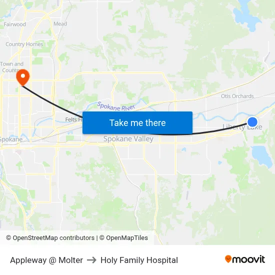 Appleway @ Molter to Holy Family Hospital map