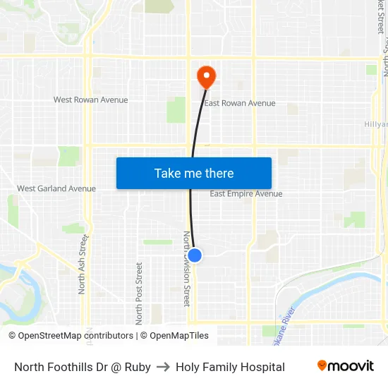North Foothills Dr @ Ruby to Holy Family Hospital map