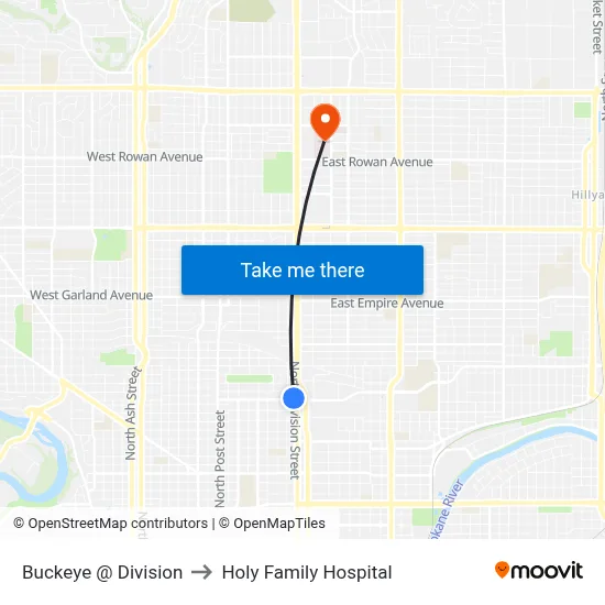 Buckeye @ Division to Holy Family Hospital map