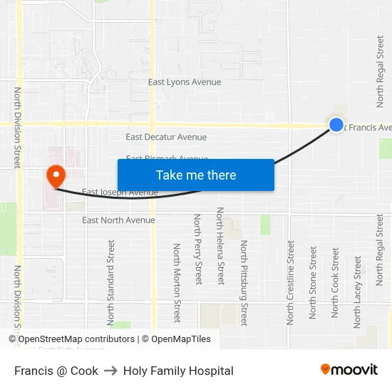 Francis @ Cook to Holy Family Hospital map