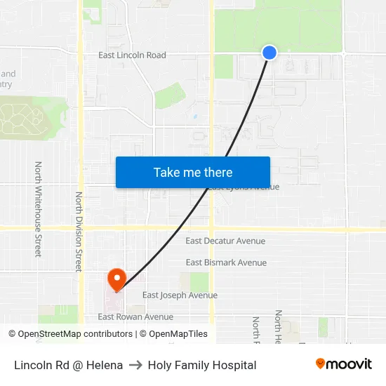 Lincoln Rd @ Helena to Holy Family Hospital map
