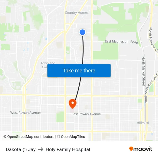 Dakota @ Jay to Holy Family Hospital map