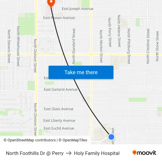 North Foothills Dr @ Perry to Holy Family Hospital map