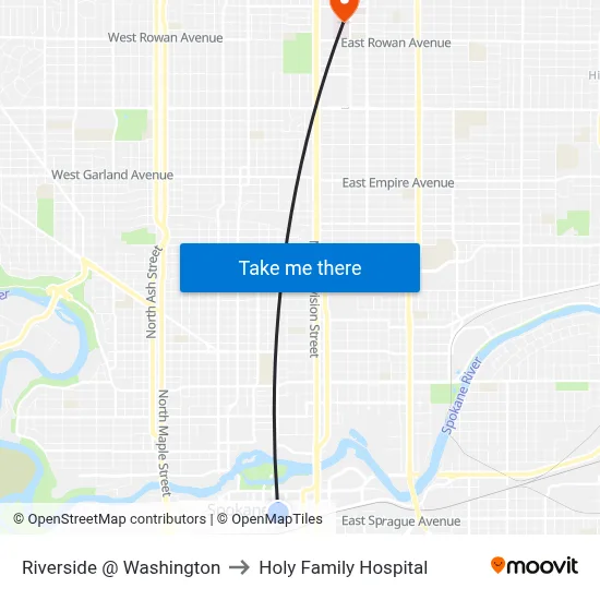 Riverside @ Washington to Holy Family Hospital map