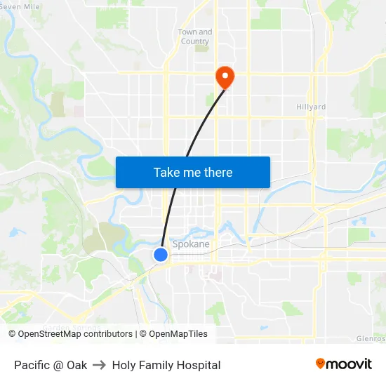 Pacific @ Oak to Holy Family Hospital map