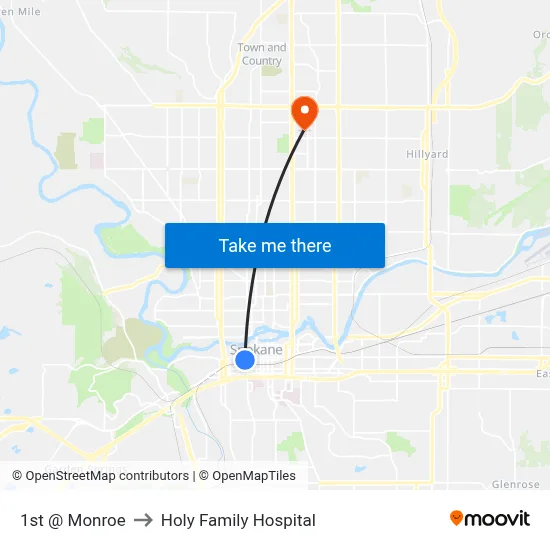1st @ Monroe to Holy Family Hospital map