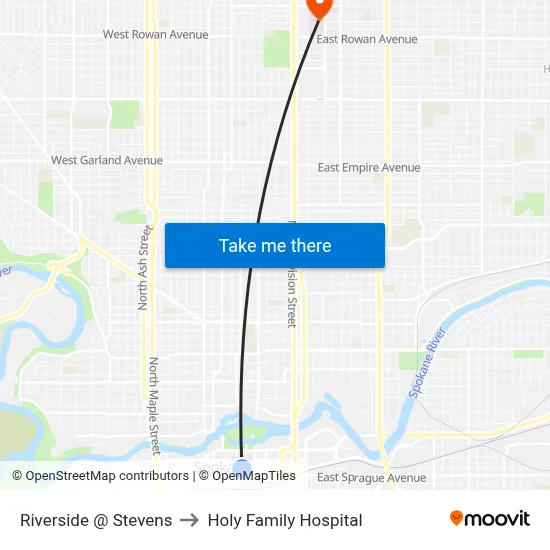 Riverside @ Stevens to Holy Family Hospital map