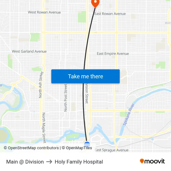 Main @ Division to Holy Family Hospital map