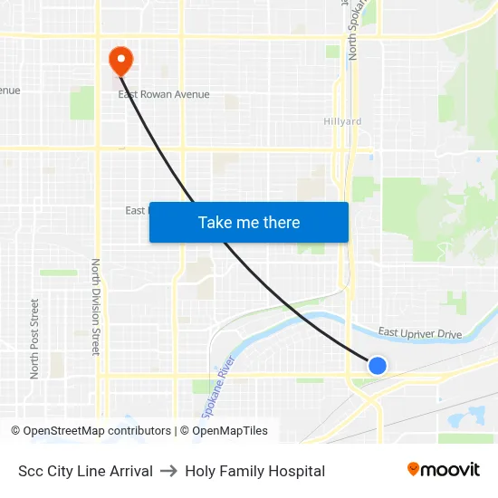 Scc City Line Arrival to Holy Family Hospital map