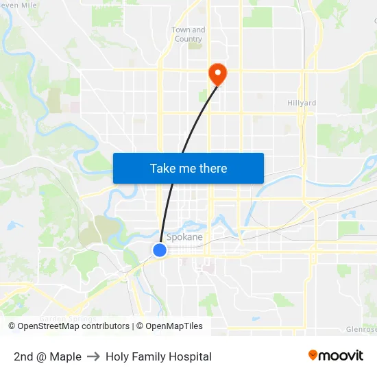 2nd @ Maple to Holy Family Hospital map