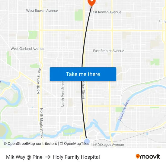 Mlk Way @ Pine to Holy Family Hospital map