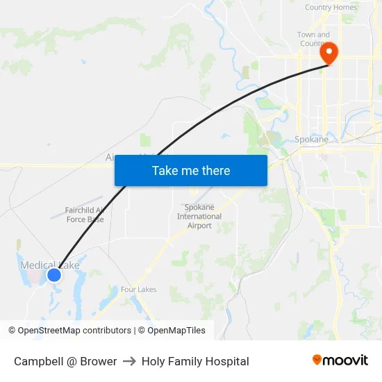 Campbell @ Brower to Holy Family Hospital map