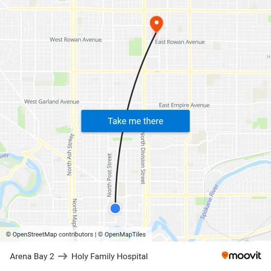 Arena Bay 2 to Holy Family Hospital map