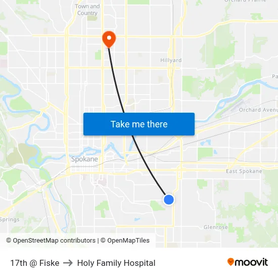 17th @ Fiske to Holy Family Hospital map