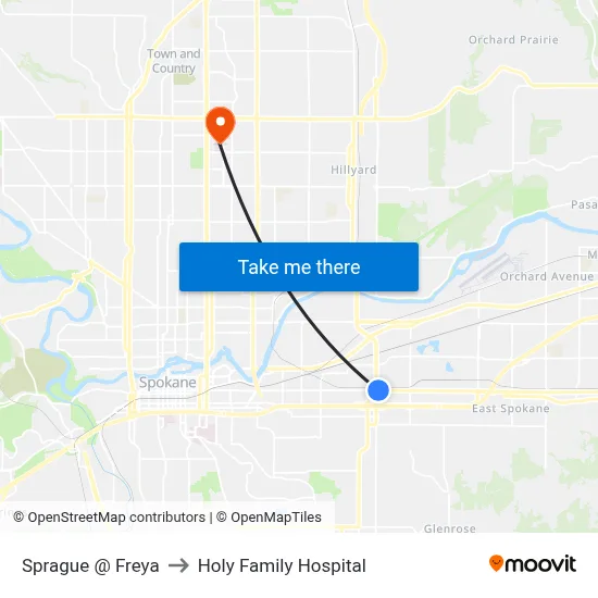 Sprague @ Freya to Holy Family Hospital map