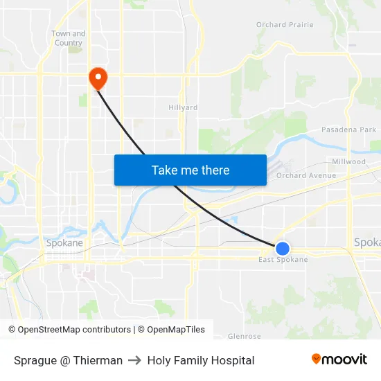 Sprague @ Thierman to Holy Family Hospital map