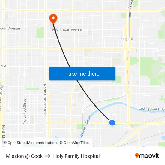 Mission @ Cook to Holy Family Hospital map
