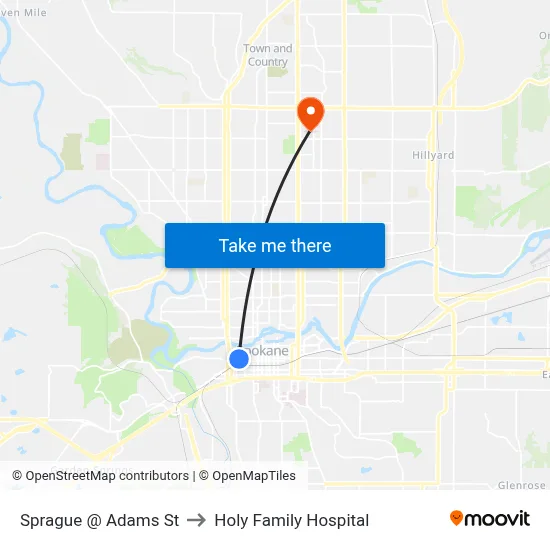 Sprague @ Adams St to Holy Family Hospital map