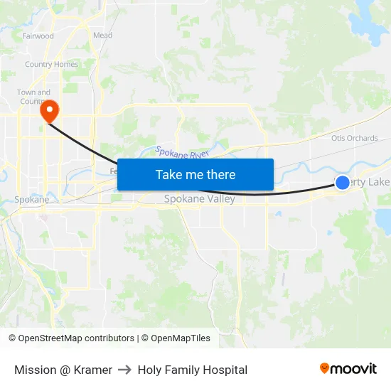 Mission @ Kramer to Holy Family Hospital map