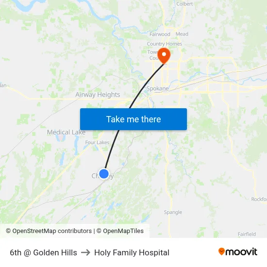 6th @ Golden Hills to Holy Family Hospital map